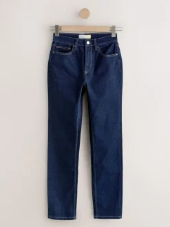 Rinse Blue Slim Mid Rise Stretch Jeans