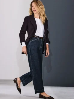Rinse Blue Wide Leg Barrel Denim Jeans