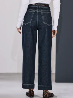 Rinse Blue Wide Leg Barrel Denim Jeans