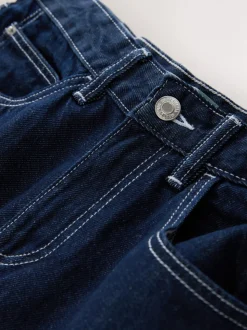 Rinse Boyfriend Wide Leg Mid Rise Turn Up Jeans