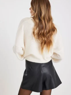 River Island Black Asymmetric Faux Leather Skort