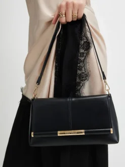 River Island Black Bar Front Clutch Bag