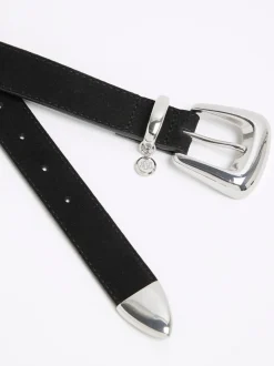 River Island Black Bubble Buckle Suede Belt