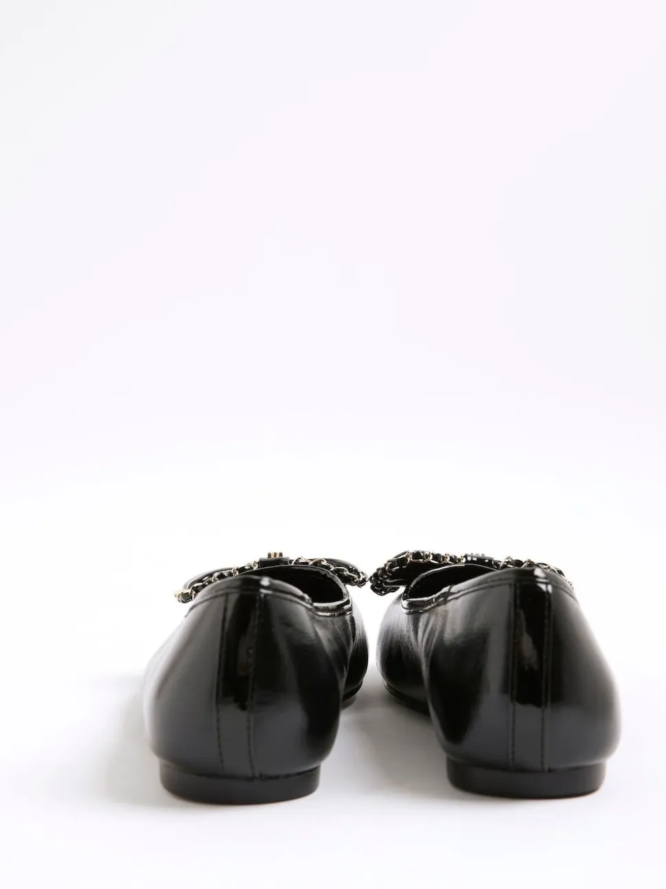 River Island Black Chain Bow Ballet Pumps