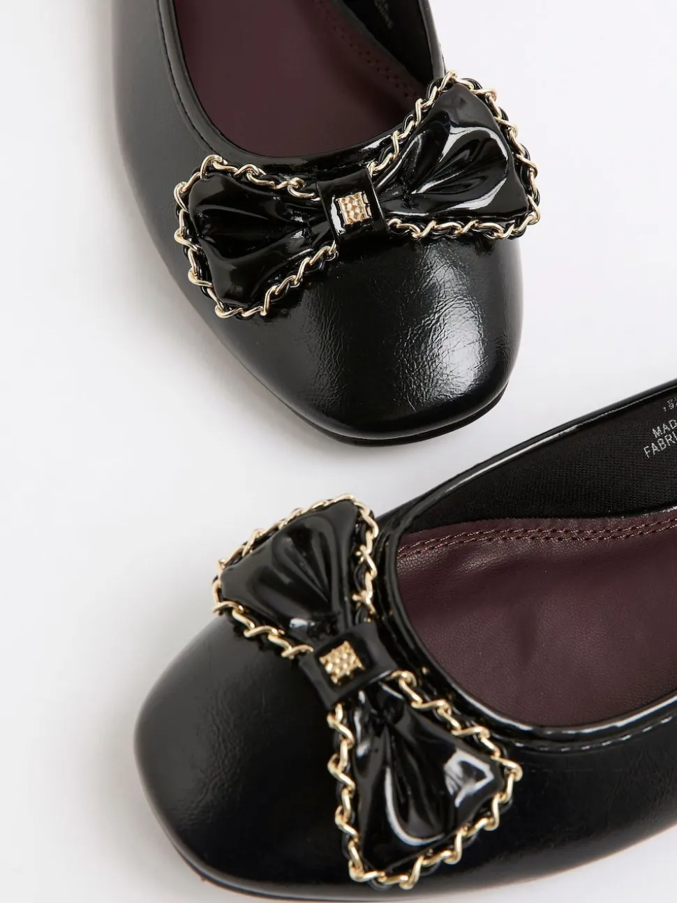 River Island Black Chain Bow Ballet Pumps