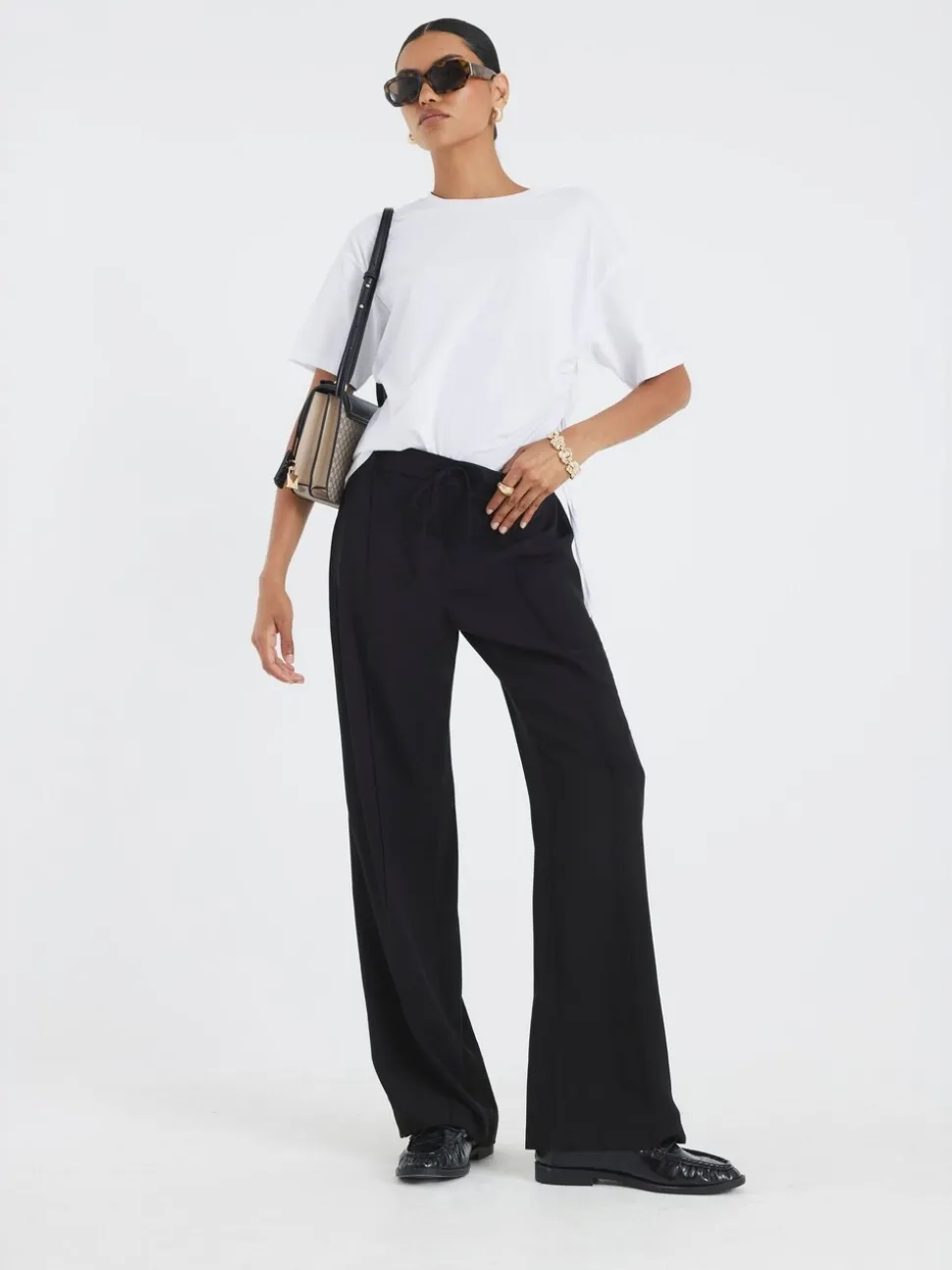 River Island Black Elasticated Waist Smart Joggers