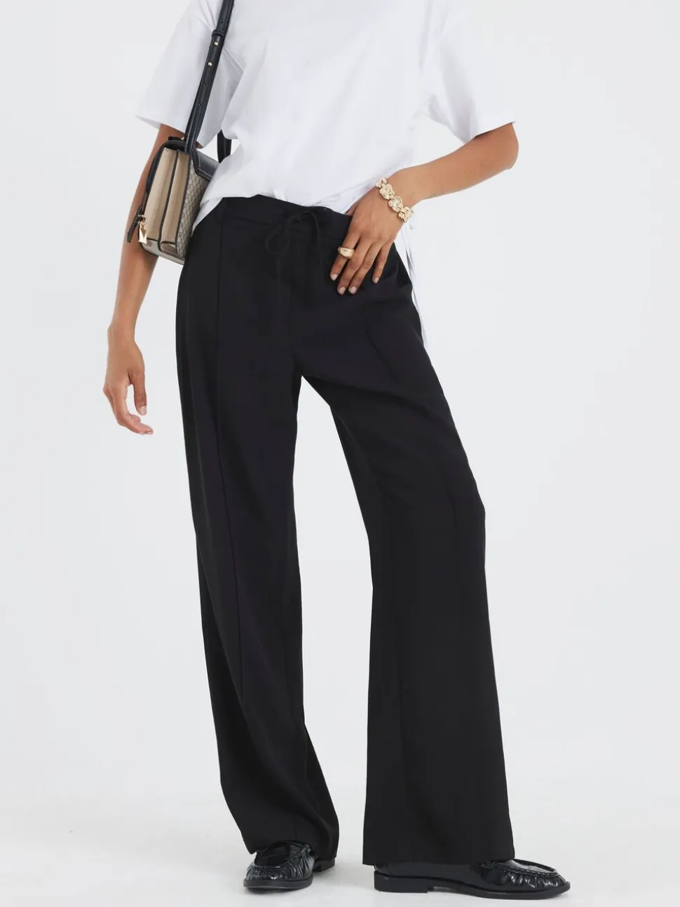 River Island Black Elasticated Waist Smart Joggers
