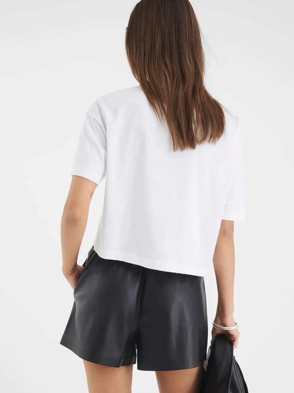River Island Black Elasticated Faux Leather Shorts