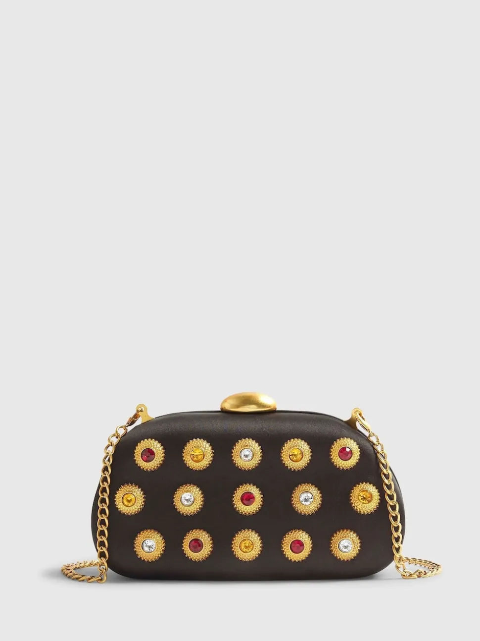 River Island Black Gem Hard Shell Chain Clutch