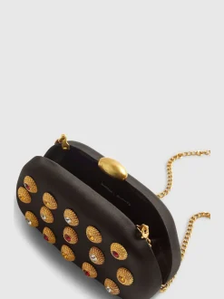 River Island Black Gem Hard Shell Chain Clutch
