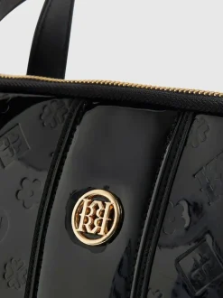 River Island Black Patent Monogram Laptop Case Bag