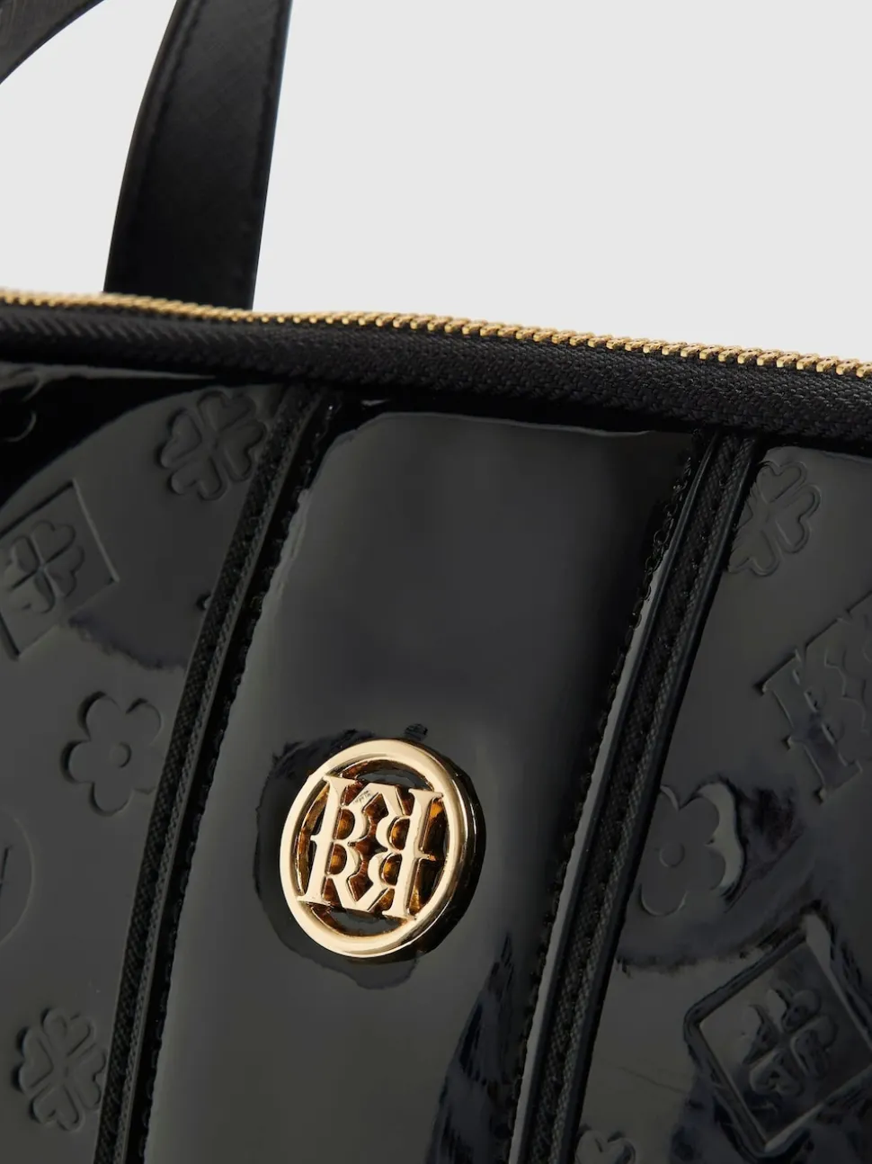 River Island Black Patent Monogram Laptop Case Bag