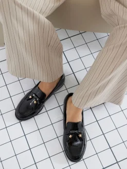 River Island Black Patent Tassel Loafers