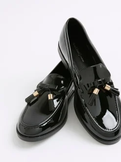 River Island Black Patent Tassel Loafers