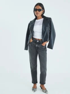 River Island Black Petite Mom Sculpt Jeans