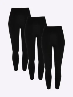 River Island Black Petite 3 Pack High Waisted 100% Cotton Leggings