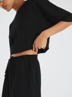 River Island Black Premium Wide Leg Joggers