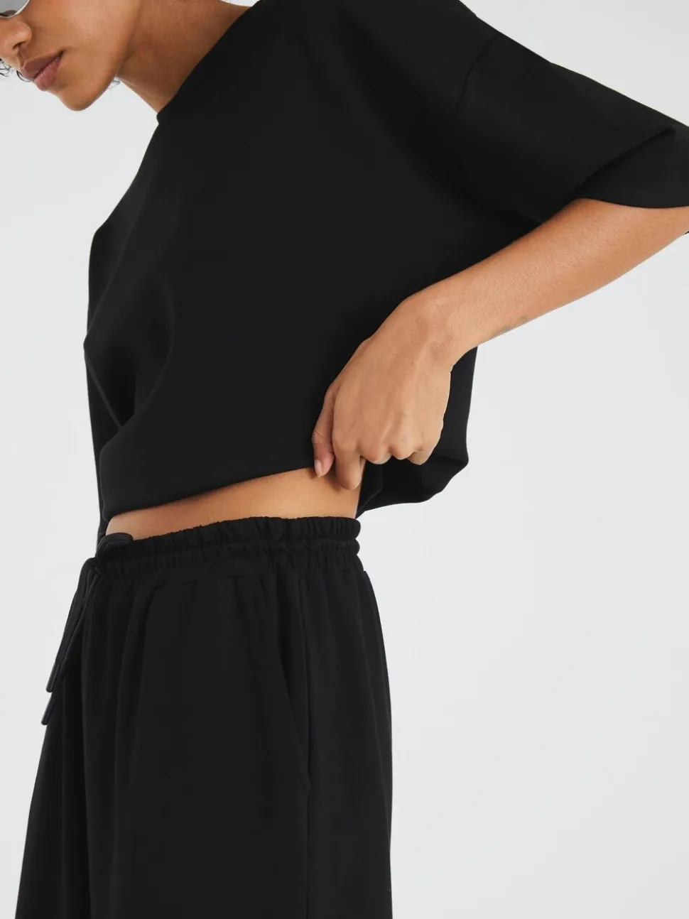 River Island Black Premium Wide Leg Joggers