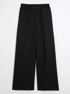 River Island Black Premium Wide Leg Joggers