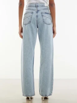 River Island Blue Relaxed Straight Raw Hem Leg Jeans