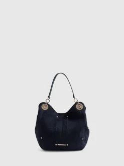 River Island Blue Suedette Eyelet Slouch Bag