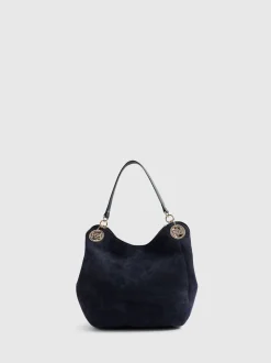 River Island Blue Suedette Eyelet Slouch Bag
