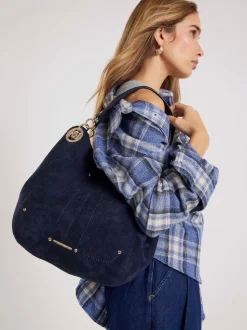 River Island Blue Suedette Eyelet Slouch Bag