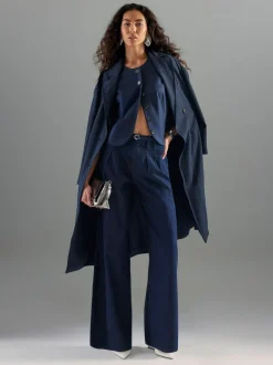 River Island Blue Wide Leg Tie Front Jeans