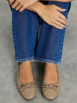 River Island Brown Bow Ballet Flats