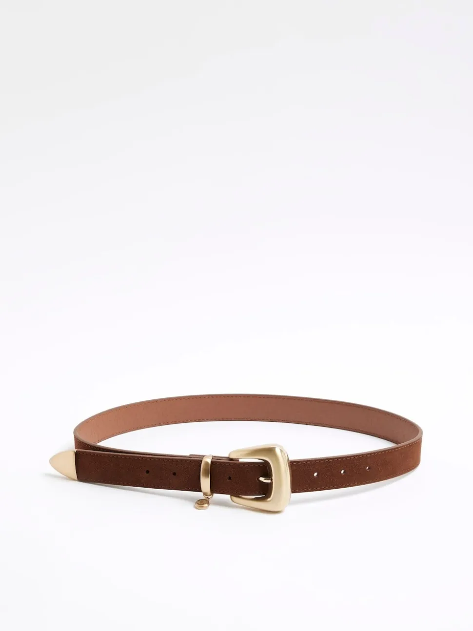 River Island Brown Bubble Buckle Suede Belt