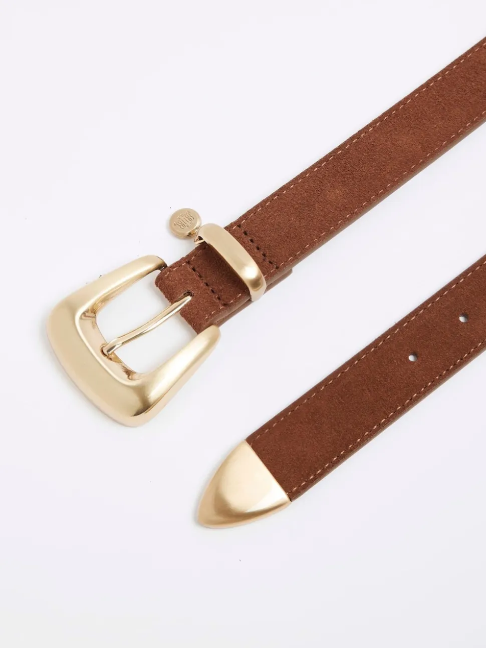 River Island Brown Bubble Buckle Suede Belt