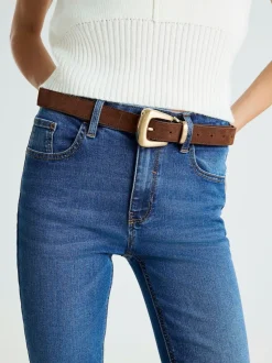 River Island Brown Bubble Buckle Suede Belt