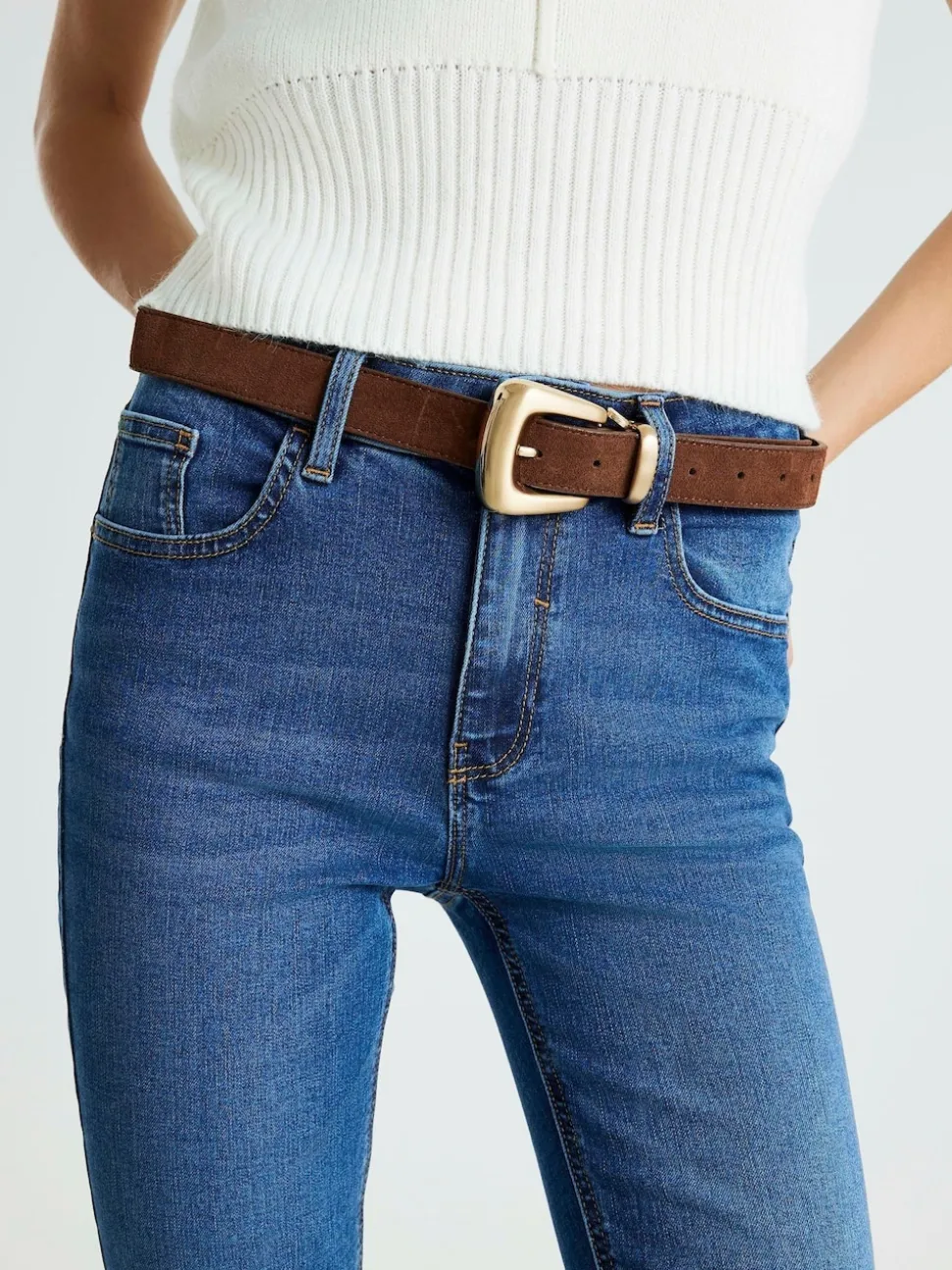 River Island Brown Bubble Buckle Suede Belt