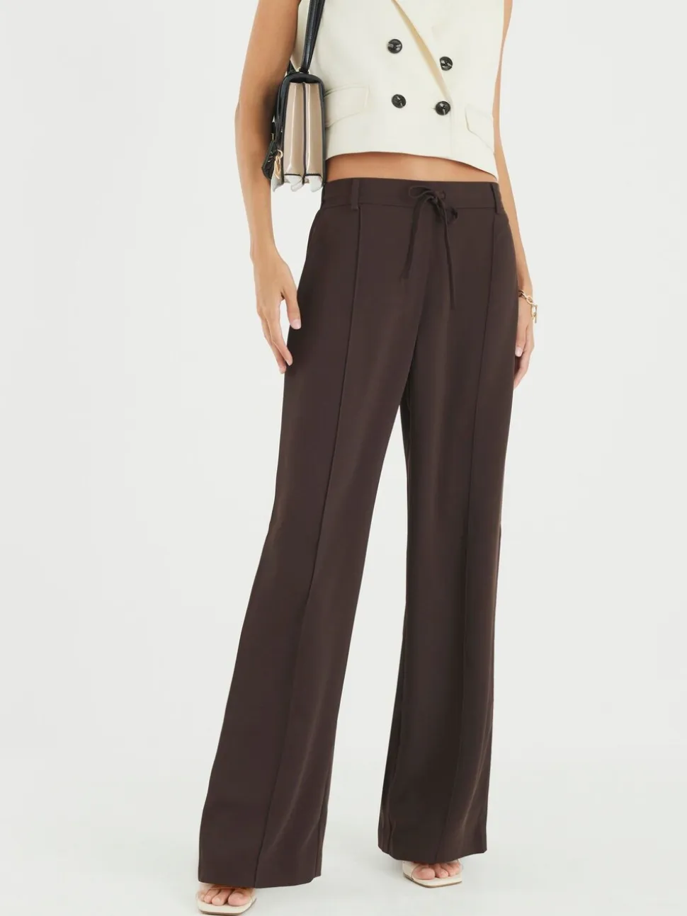 River Island Brown Elasticated Smart Joggers