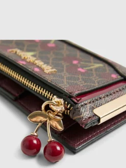 River Island Brown Monogram Cherry Print Purse