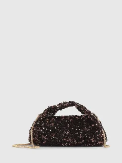 River Island Brown Sequin Grab Clutch