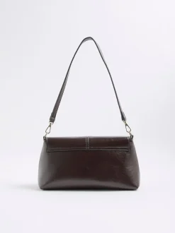 River Island Burgundy Bar Front Clutch Bag