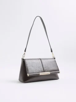 River Island Burgundy Bar Front Clutch Bag