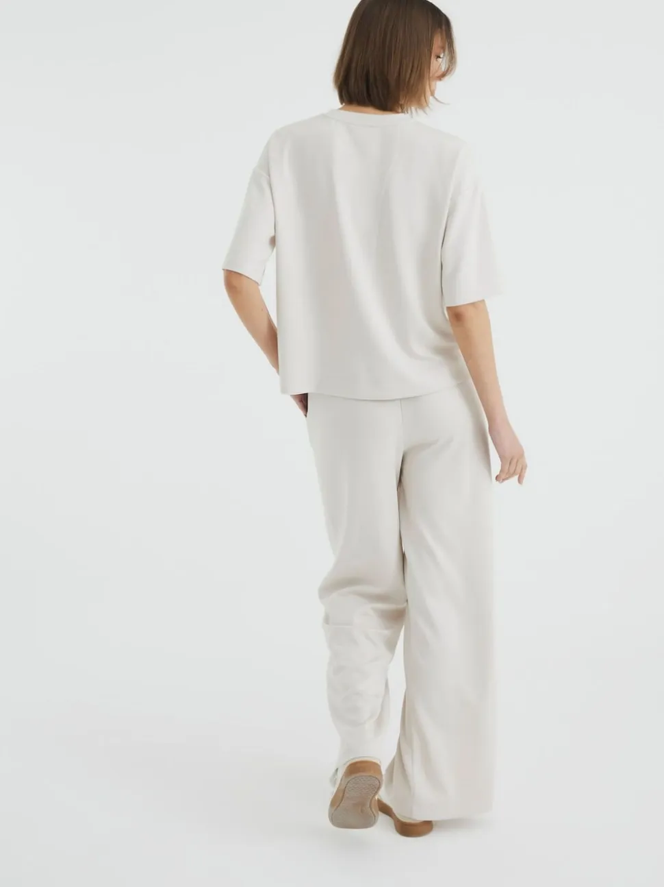 River Island Cream Premium Wide Leg Joggers