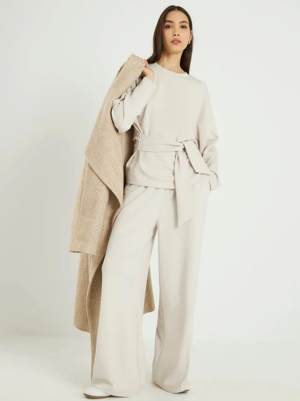River Island Cream Tie Front Premium Top