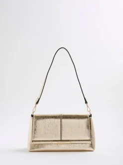 River Island Gold Bar Front Clutch Bag