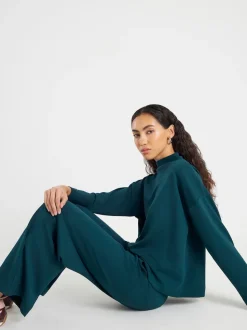 River Island Green High Waisted Premium Wide Leg Joggers