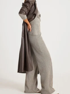 River Island Grey Texture Wide Leg Relaxed Bottoms