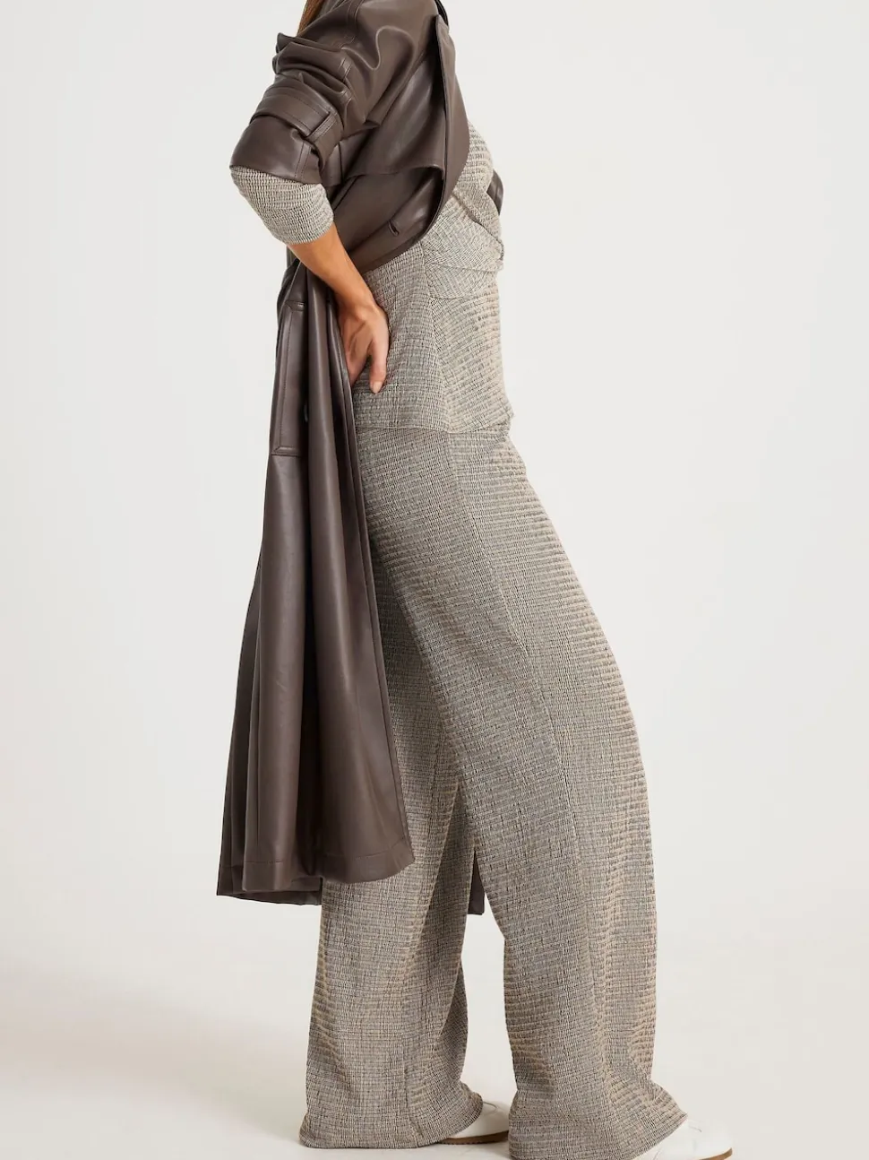 River Island Grey Texture Wide Leg Relaxed Bottoms