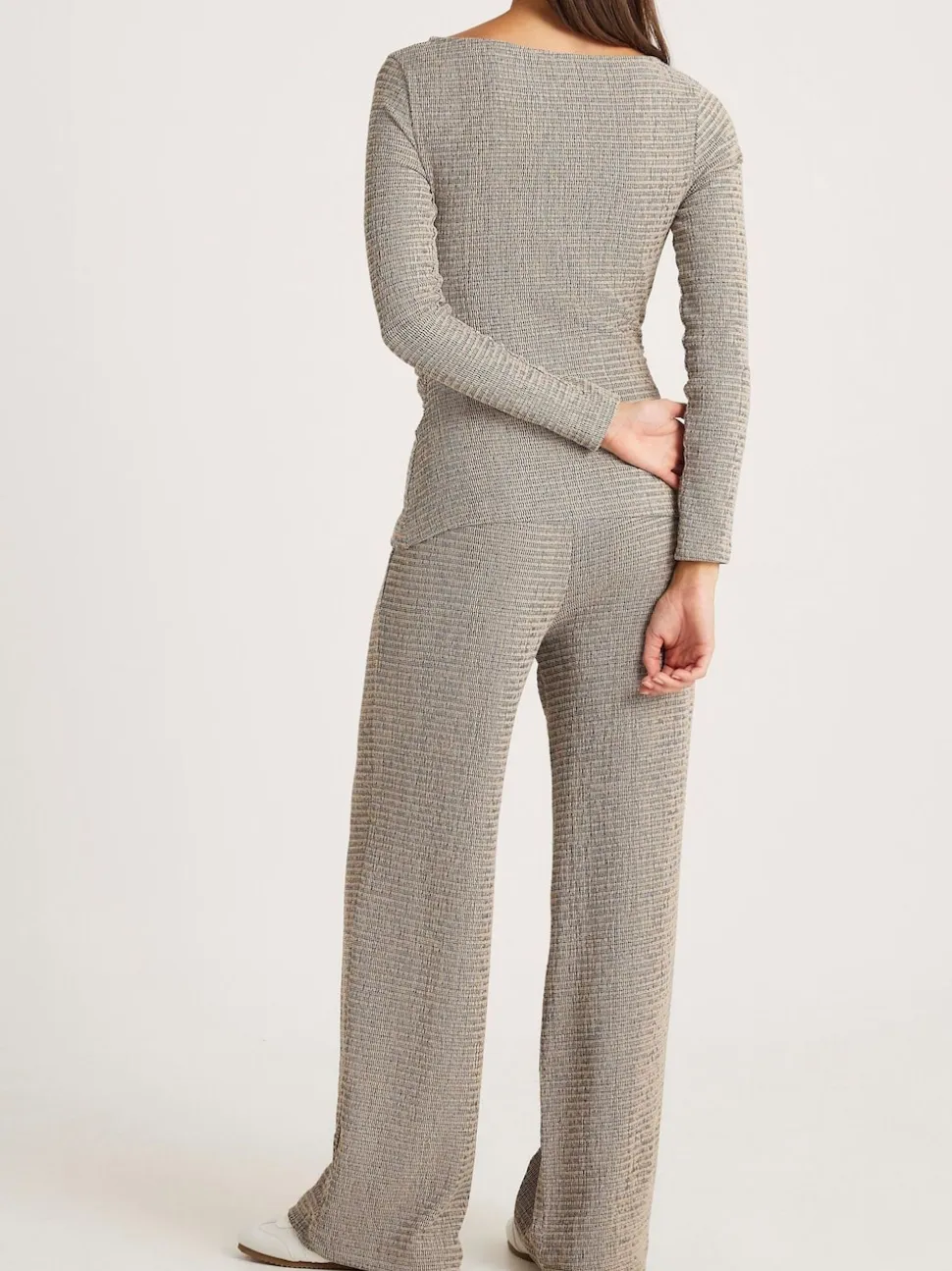 River Island Grey Texture Wide Leg Relaxed Bottoms