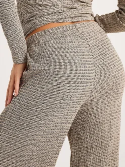 River Island Grey Texture Wide Leg Relaxed Bottoms