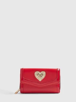 River Island Red Heart Panelled Zip Around Purse