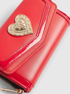 River Island Red Heart Panelled Zip Around Purse