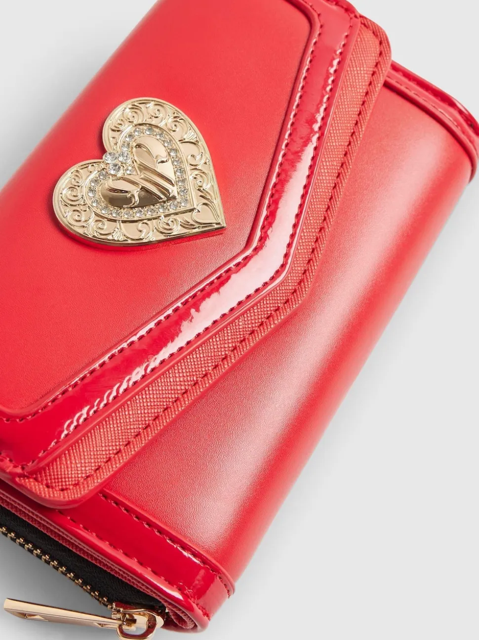 River Island Red Heart Panelled Zip Around Purse