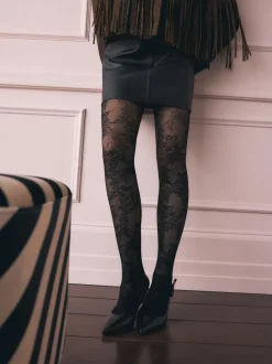 Rockett St George Black Floral Tights